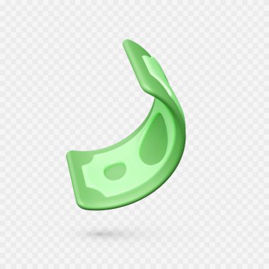 Amerikan Doları. Basit karikatür tarzı kağıt para birimi. Bükülmüş ABD para banknotu. Vektör illüstrasyonu