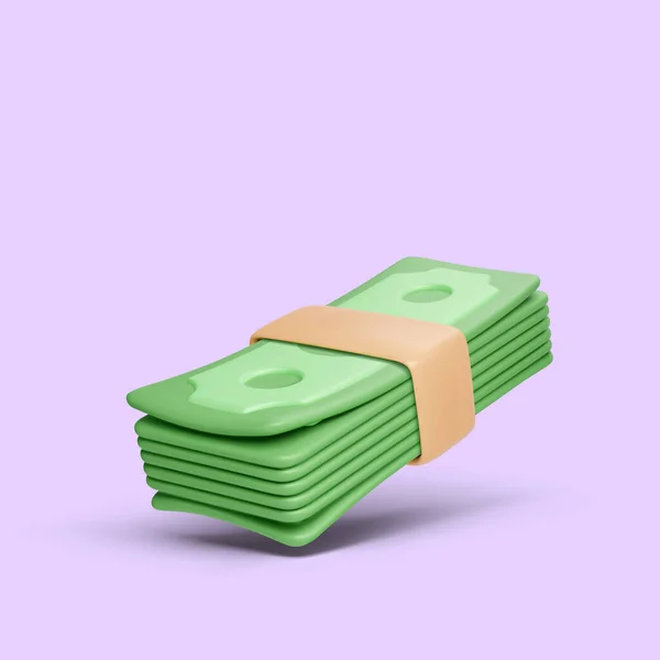 Green American Hundred Dollar Stack Realistic Cartoon Paper Money Pack — Archivo Imágenes Vectoriales