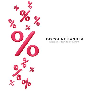 Special offer discount banner. Red percent or interest sign. Falling percentage symbols. Vector illustration
