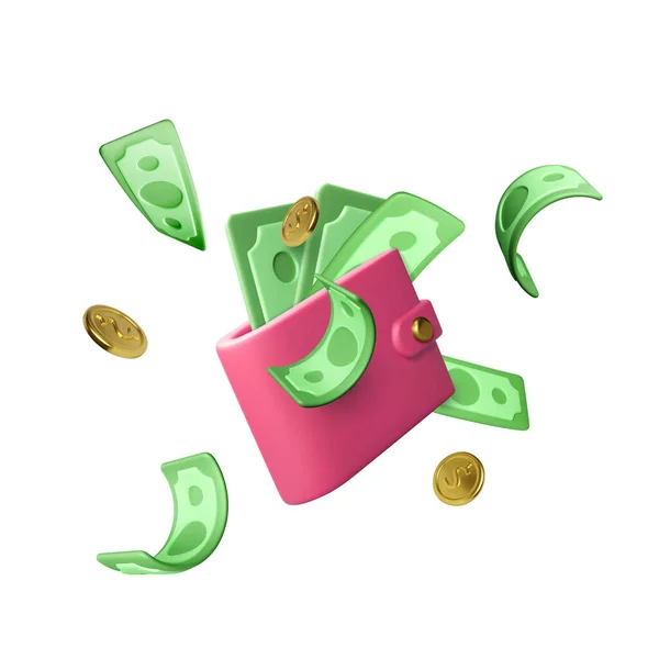 Кошелек Зелеными Долларами Золотыми Монетами Концепция Бизнеса Финансов Успешные Инвестиции — стоковый вектор