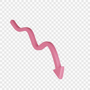 3 Boyutlu Kırmızı Ok düştü. Ticari bilgi krizi ve istatistik. Düşüyor ve tabela işaretini reddediyor. Ok göstergesi istatistiği. Vektör illüstrasyonu