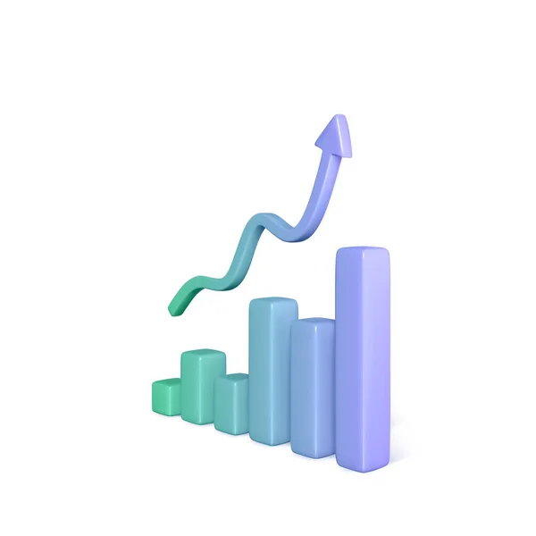 Statystyczny Pasek Wykresu Strzałką Realistycznym Stylu Kreskówki Wykres Zysku Przyrostowego — Wektor stockowy