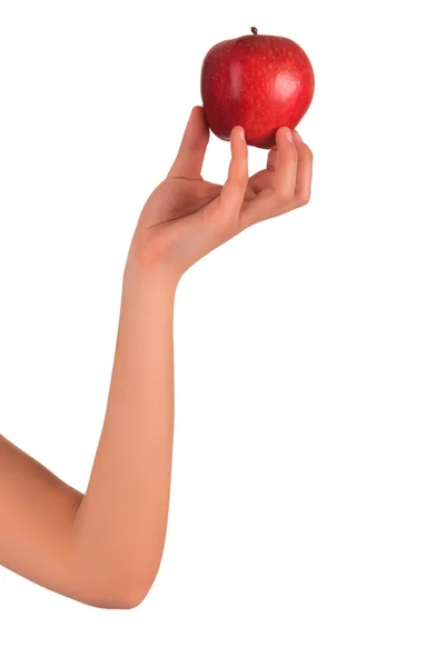 Woman's hands with apple isolated over white background — Stock Photo, Image