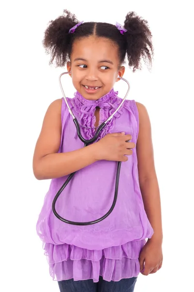 African child with stethoscope — Stock Photo, Image