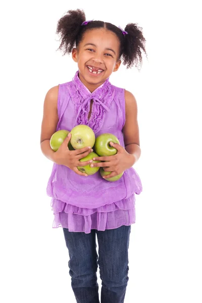 Young girl with apple green — Stock Photo, Image