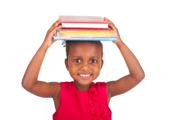 Adorável menina africana com livro — Fotografia de Stock