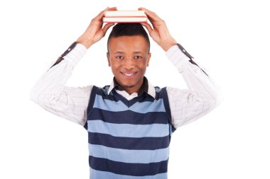 bir kitapla genç Afro-Amerikan öğrenci