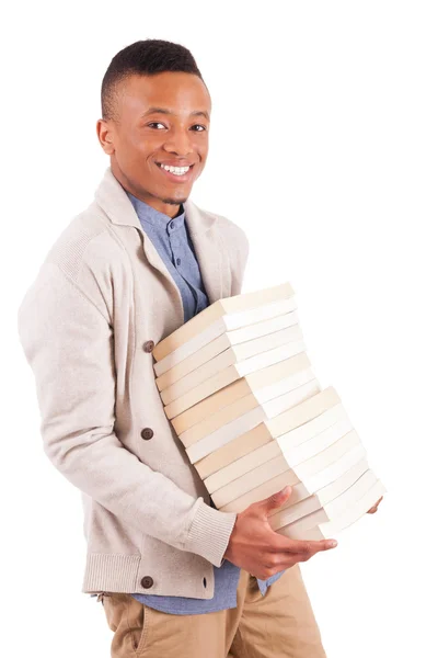 年轻的非洲裔美国学生用书 — 图库照片