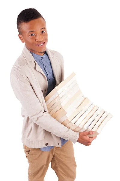 Ung amerikansk student med en bok — Stockfoto