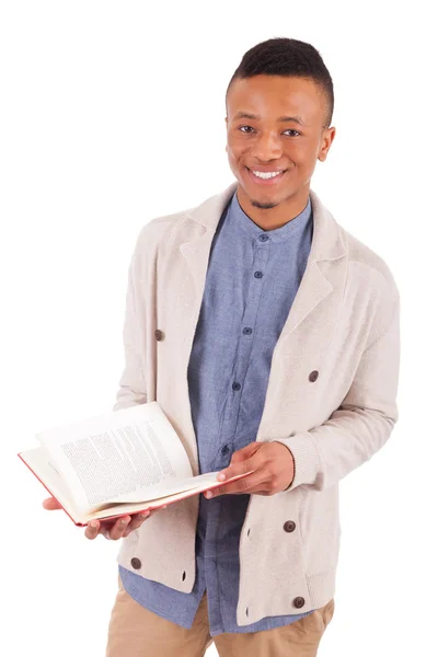 Jovem estudante afro-americano com um livro — Fotografia de Stock