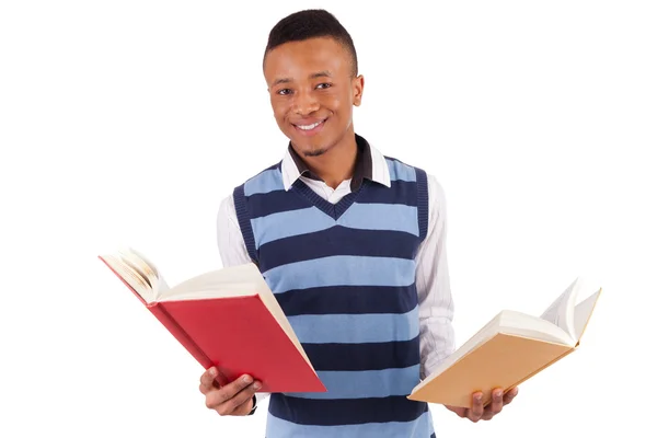 Bir kitapla genç Afro-Amerikan öğrenci — Stok fotoğraf