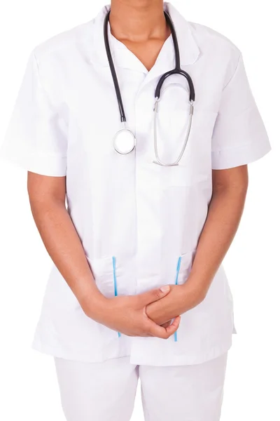 African american woman doctor a over white background — Stock Photo, Image