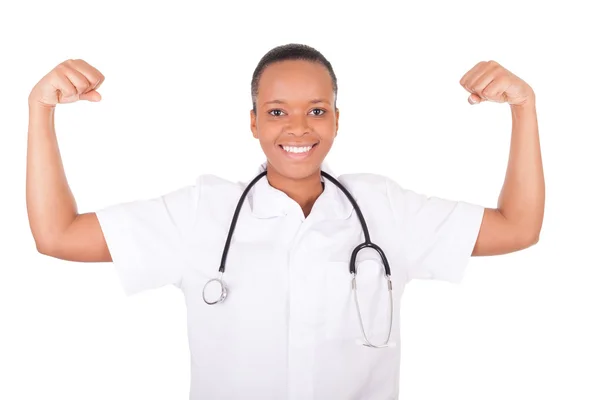 Afroamericano donna medico su sfondo bianco — Foto Stock