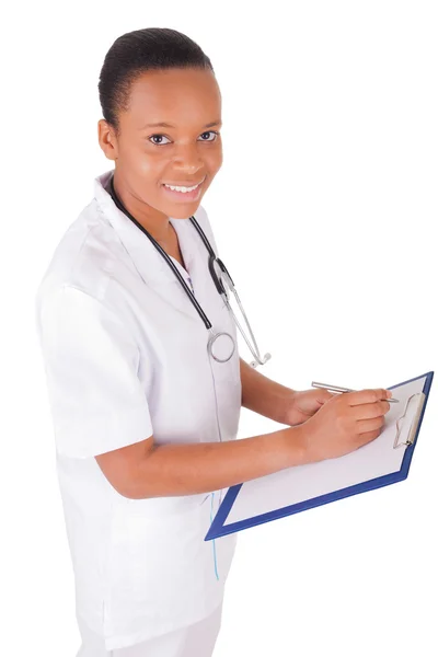 African american woman doctor a over white background — Stock Photo, Image