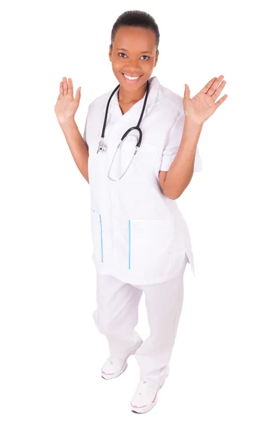 African american woman doctor a over white background — Stock Photo, Image