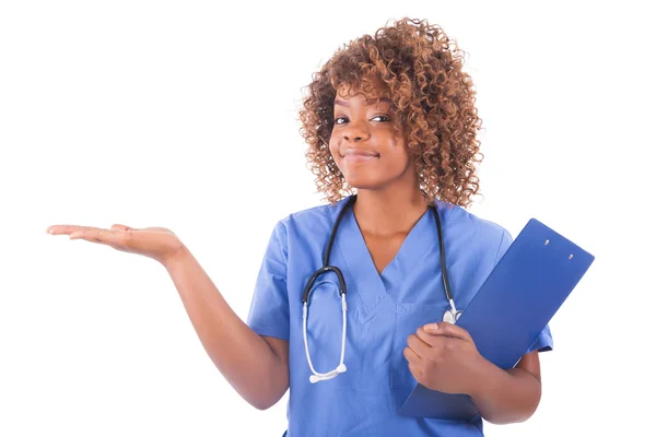 African young nurse isolated on white background — Stock Photo, Image