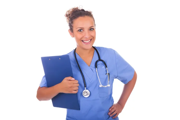 Young doctor with stethoscope isolated on white background — Stock Photo, Image