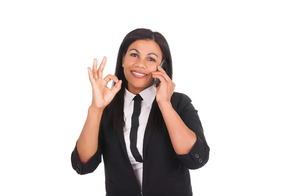 African businesswoman with cell phone — Stock Photo, Image