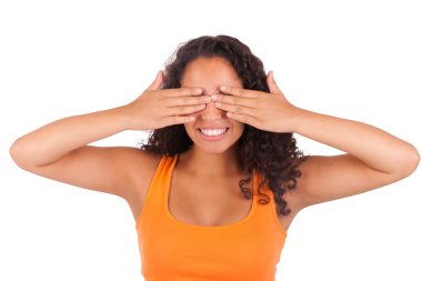 Ona olan Afrika kökenli Amerikalı kadın üzerinde göz eller