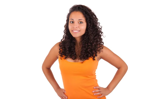 Young african american woman with long hair — Stock Photo, Image