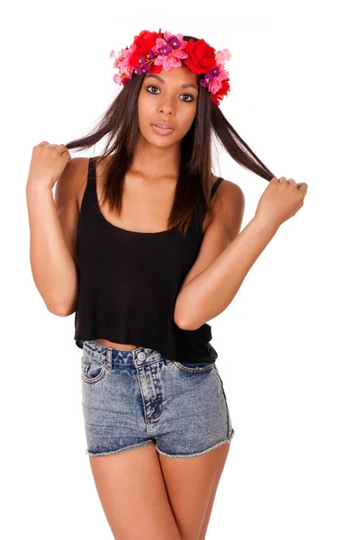 Prachtige Afrikaanse Amerikaanse model poseren fashion stijl — Stockfoto