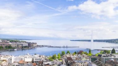 panoramik şehir Cenevre, leman Gölü ve su