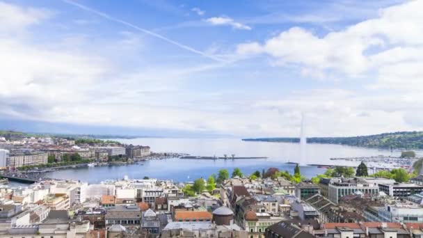 Панорама міста Женеви, leman озером і вода — стокове відео