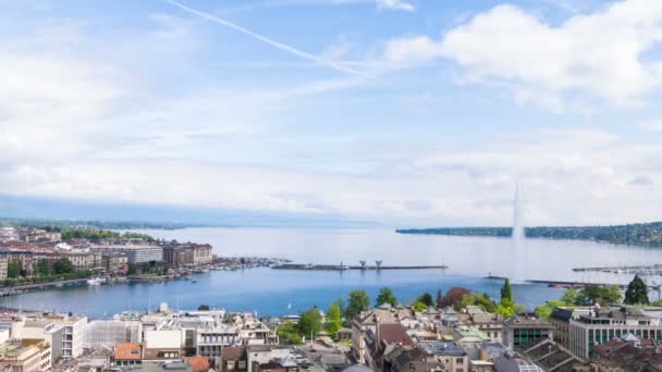 Панорама міста Женеви, leman озером і вода — стокове відео