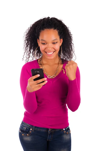 Portrait Of Young Girl african Talking On phone — Stock Photo, Image