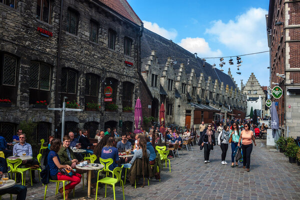 Tourists in city center of Gent