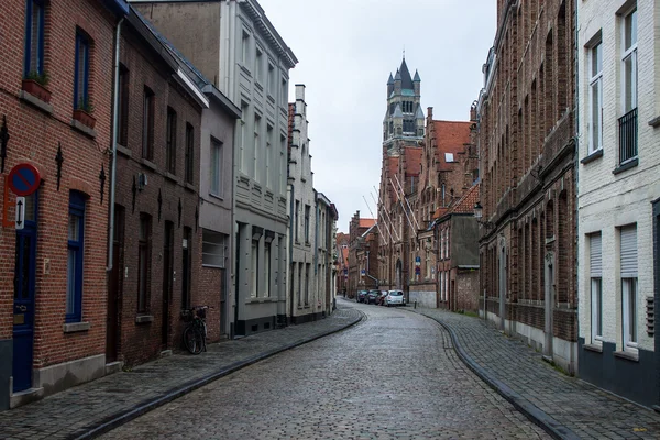 Tradiční cihlové domy v Bruggách — Stock fotografie