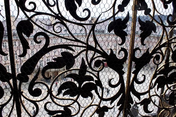 Aerial view of the third courtyard of Prague castle — Stock Photo, Image