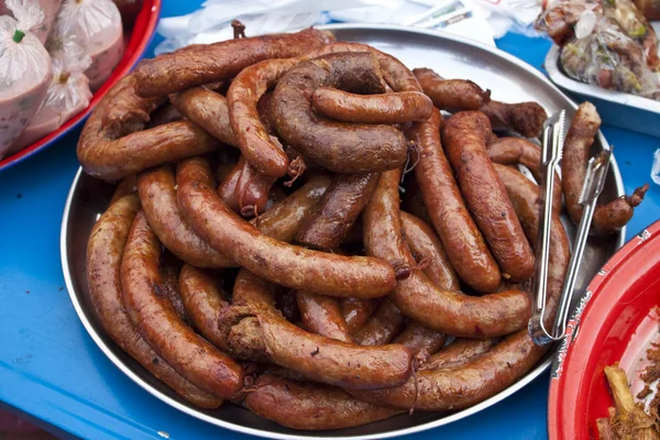 Sausages on a food market — Stock Photo, Image