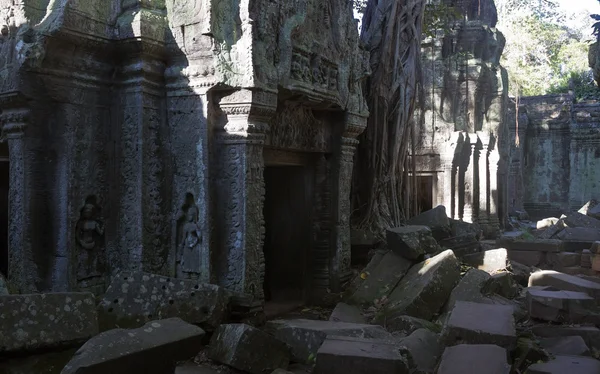 Руїни стародавнього храму Ангкор ta від högbanestation — стокове фото