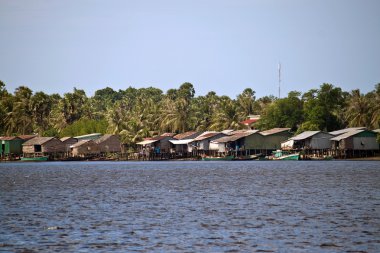 Stilt houses in Kampot clipart