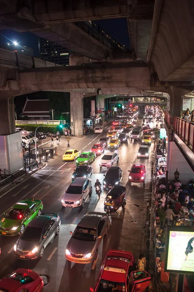 Traffic jam on Siam square in Bangkok — Stock Photo, Image