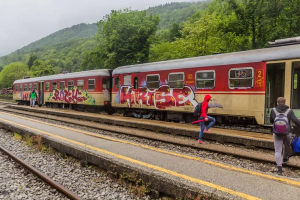 Most Soci Slovenia May 2019 Train Most Soci Railway Station — Stock Photo, Image