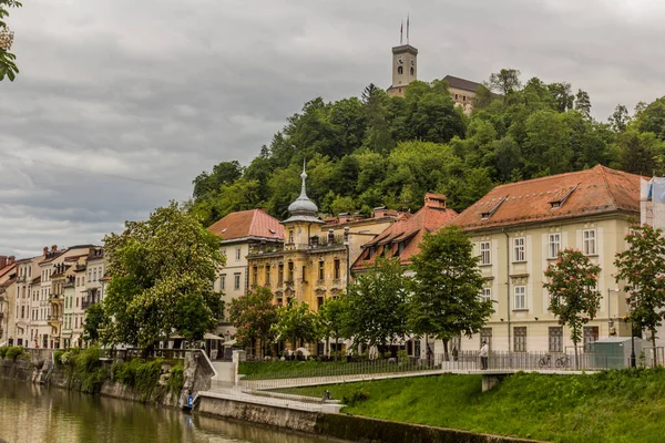 Riverside Ljubljana Kalesi Slovenya — Stok fotoğraf