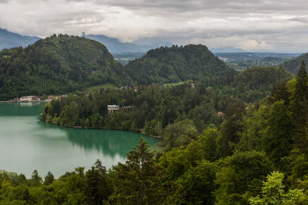 Letecký Pohled Bledské Jezero Slovinsko — Stock fotografie