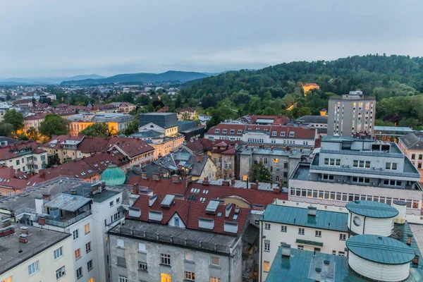 Vista Aerea Serale Lubiana Slovenia — Foto Stock