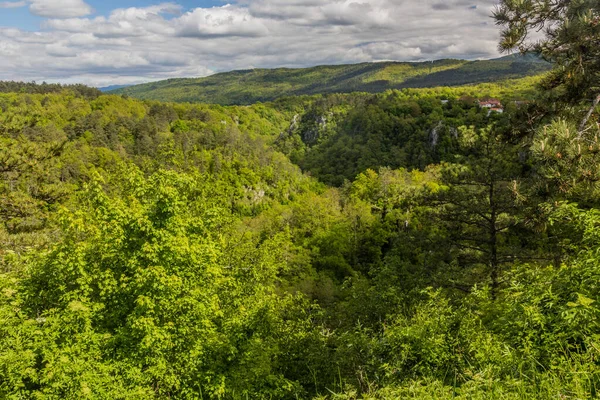 Pohled Skalnatou Krajinu Blízkosti Skocjan Caves Slovinsko — Stock fotografie