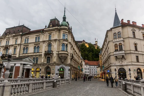 Ljubljana Slovenia May 2019 View Triple Bridge Ljubljana Slovenia — Zdjęcie stockowe