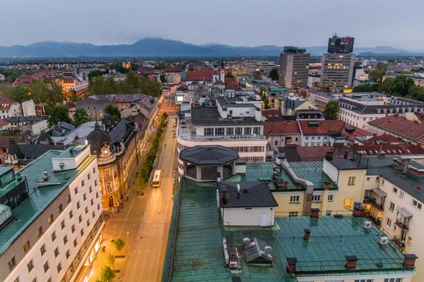 Večerní Panorama Lublaně Slovinsko — Stock fotografie