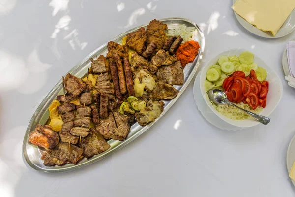 Meal Bosnia Herzegovina Various Grilled Meats — Stockfoto