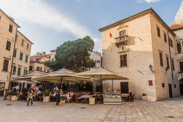 Kotor Montenegro Juni 2019 Restaurant Unter Freiem Himmel Pjaca Platz — Stockfoto