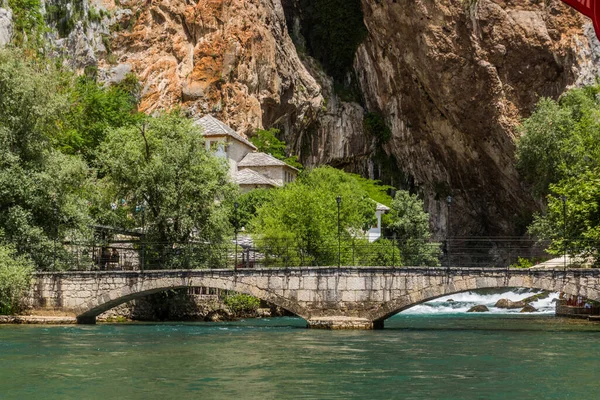 Pont Pierre Sur Rivière Buna Dans Village Blagaj Près Mostar — Photo