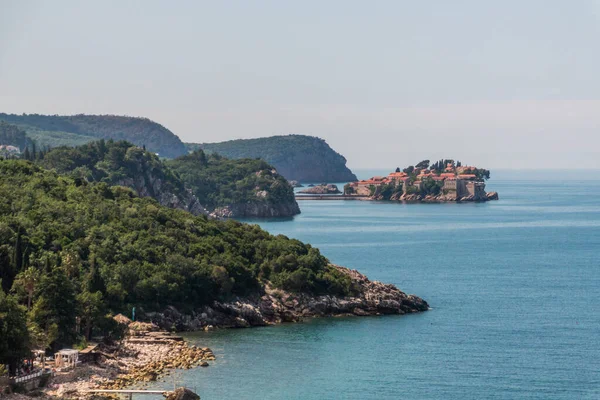 Widok Wyspę Sveti Stefan Czarnogóra — Zdjęcie stockowe