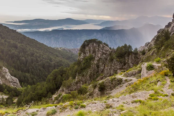 Karadağ Lovcen Ulusal Parkından Kotor Körfezi Manzarası — Stok fotoğraf