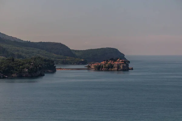 Widok Wyspę Sveti Stefan Czarnogóra — Zdjęcie stockowe