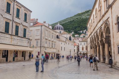 DUBROVNIK, CROATIA - MAY 31, 2019: Crowds of tourists in the old town of Dubrovnik, Croatia